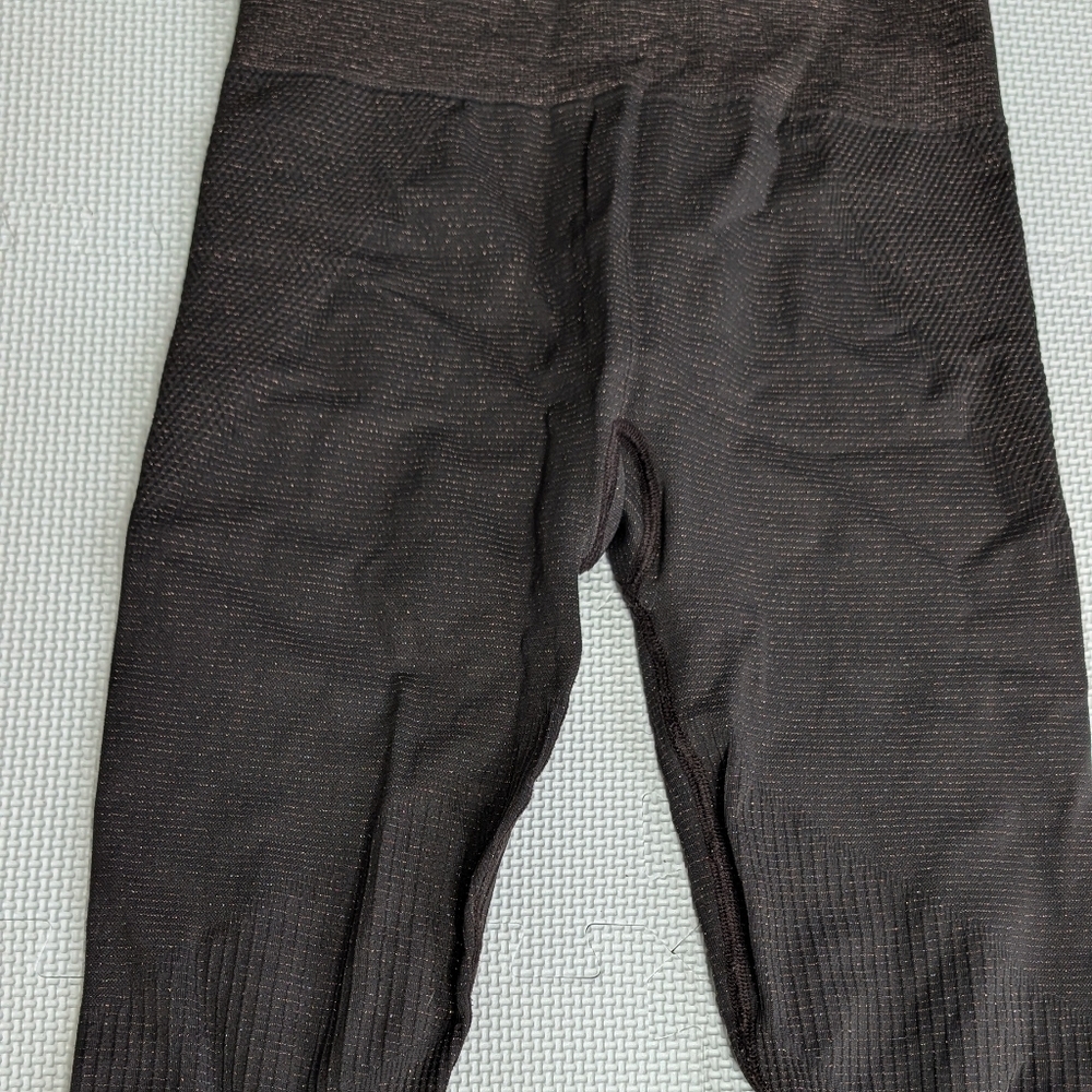 Athleta Leggings Medium Brown Glitter Shimmer Espresso - Picture 4 of 7